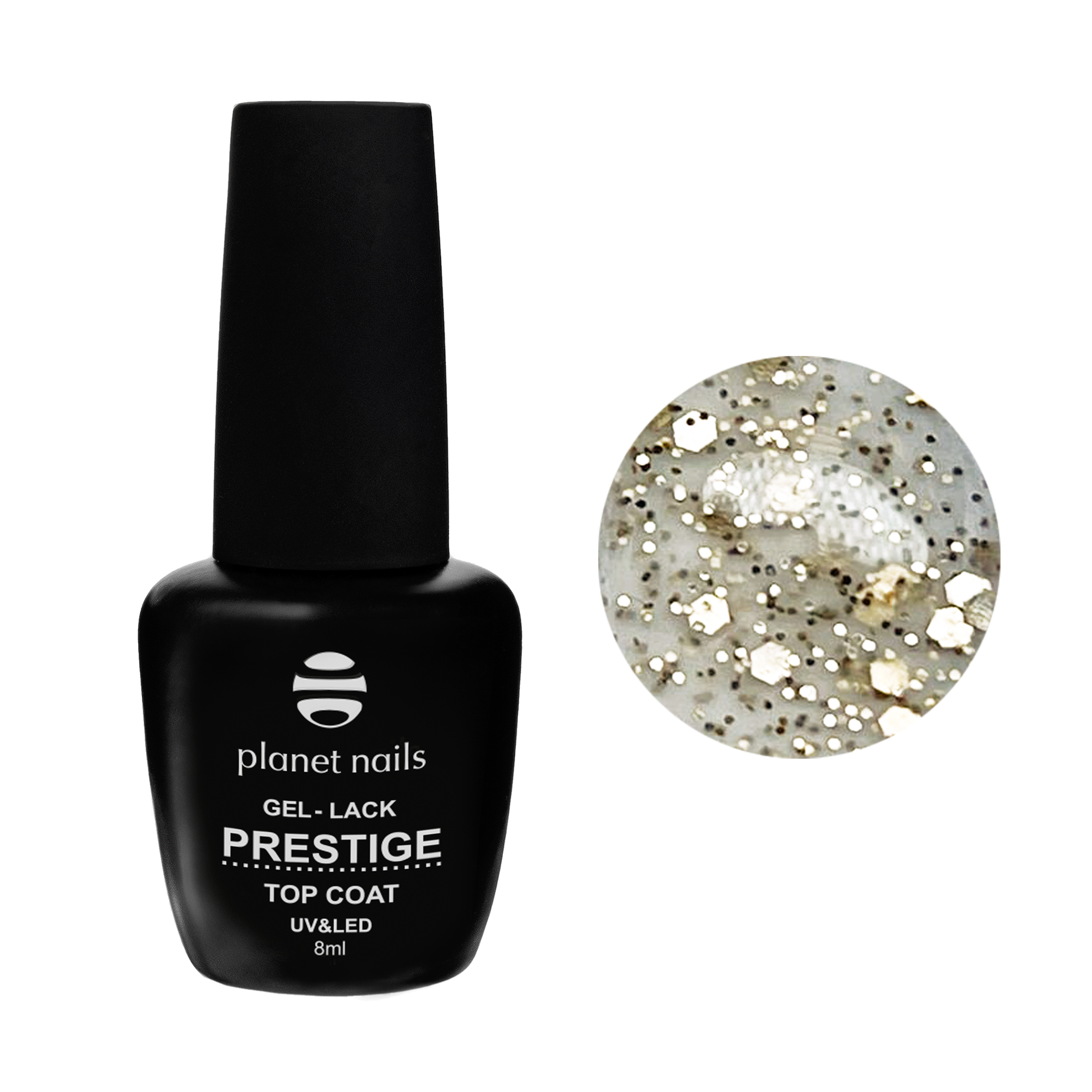 картинка Топ для гель лака Matte Top Party Gold, без липкого слоя, 8мл Planet Nails №993 от магазина Каприз